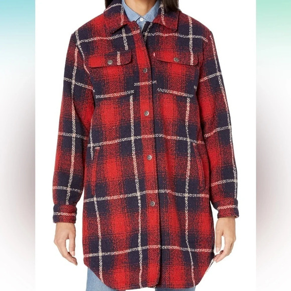 NWOT Levi’s Wool Blend Sherpa Lined Long Shacket - Picture 4 of 9